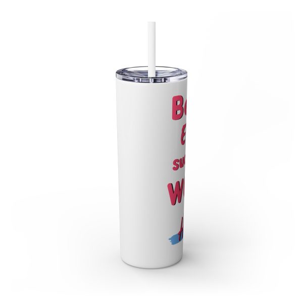 Behind Every Successful Woman is Herself - Skinny Tumbler with Straw, 20oz - Image 3